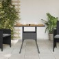 vidaXL Mesa de jardín superficie de madera ratán PE negro 80x80x75 cm vidaXL Mesa de jardín superficie de madera ratán PE negro 80x80x75 cm