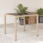 vidaXL Mesa de jardín superficie de vidrio ratán PE beige 90x90x75 cm vidaXL Mesa de jardín superficie de vidrio ratán PE beige 90x90x75 cm