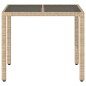 vidaXL Mesa de jardín superficie de vidrio ratán PE beige 90x90x75 cm vidaXL Mesa de jardín superficie de vidrio ratán PE beige 90x90x75 cm