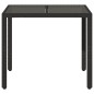 vidaXL Mesa de jardín superficie de vidrio ratán PE negro 90x90x75 cm vidaXL Mesa de jardín superficie de vidrio ratán PE negro 90x90x75 cm