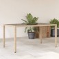 vidaXL Mesa de jardín superficie de vidrio ratán PE beige 150x90x75 cm vidaXL Mesa de jardín superficie de vidrio ratán PE beige 150x90x75 cm