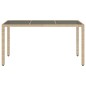 vidaXL Mesa de jardín superficie de vidrio ratán PE beige 150x90x75 cm vidaXL Mesa de jardín superficie de vidrio ratán PE beige 150x90x75 cm