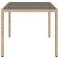 vidaXL Mesa de jardín superficie de vidrio ratán PE beige 150x90x75 cm vidaXL Mesa de jardín superficie de vidrio ratán PE beige 150x90x75 cm