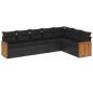 vidaXL Set de comedor de jardín 7 pzas y cojines ratán sintético negro vidaXL Set de comedor de jardín 7 pzas y cojines ratán sintético negro