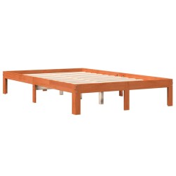 vidaXL Estructura de cama madera maciza pino marrón cera 120x200 cm
