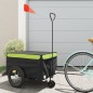 vidaXL Remolque para bicicleta hierro negro y verde 45 kg