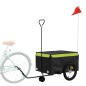 vidaXL Remolque para bicicleta hierro negro y verde 45 kg