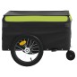 vidaXL Remolque para bicicleta hierro negro y verde 45 kg