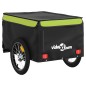 vidaXL Remolque para bicicleta hierro negro y verde 45 kg