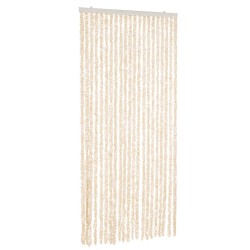 vidaXL Cortina antimoscas chenilla beige y blanco 56x200 cm