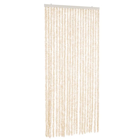 vidaXL Cortina antimoscas chenilla beige y blanco 56x200 cm