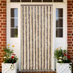 vidaXL Cortina antimoscas chenilla marrón oscuro y beige 56x200 cm