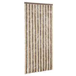 vidaXL Cortina antimoscas chenilla marrón oscuro y beige 56x200 cm