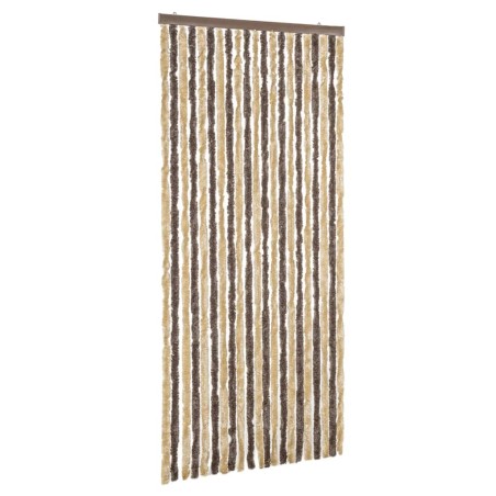 vidaXL Cortina antimoscas chenilla marrón oscuro y beige 56x200 cm