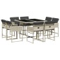 vidaXL Set comedor de jardín 9 pzas cojines ratán sintético gris claro vidaXL Set comedor de jardín 9 pzas cojines ratán sintético gris claro