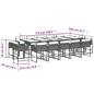 vidaXL Set comedor jardín y cojines 15 pzas ratán sintético gris claro