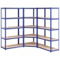 vidaXL Estantería 5 niveles 3 uds acero y madera contrachapada azul vidaXL Estantería 5 niveles 3 uds acero y madera contrachapada azul