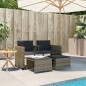 vidaXL Sofá de jardín 2 plazas con mesa y taburetes ratán PE gris vidaXL Sofá de jardín 2 plazas con mesa y taburetes ratán PE gris