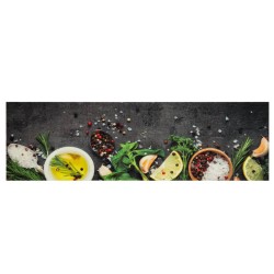 vidaXL Alfombra de cocina lavable terciopelo dibujo especias 45x150 cm