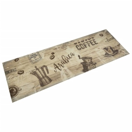 vidaXL Alfombra de cocina lavable terciopelo marrón café 60x180 cm