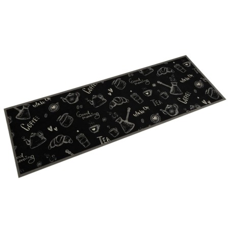vidaXL Alfombra de cocina lavable terciopelo negro Morning 60x180 cm