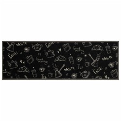 vidaXL Alfombra de cocina lavable terciopelo negro Morning 60x180 cm
