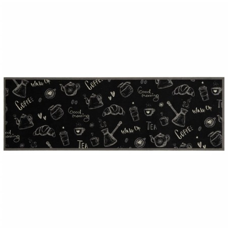 vidaXL Alfombra de cocina lavable terciopelo negro Morning 60x180 cm