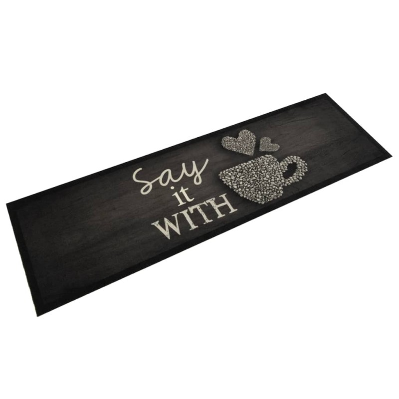 vidaXL Alfombra de cocina lavable terciopelo negro taza 45x150 cm vidaXL Alfombra de cocina lavable terciopelo negro taza 45x150 cm