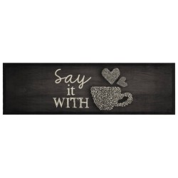 vidaXL Alfombra de cocina lavable terciopelo negro taza 45x150 cm