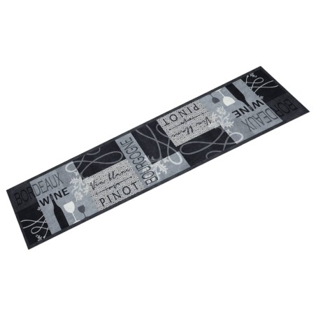 vidaXL Alfombra de cocina lavable terciopelo gris Wine 60x300 cm