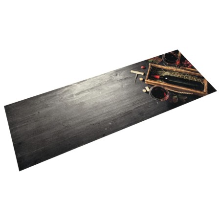 vidaXL Alfombra de cocina lavable terciopelo botella de vino 60x180 cm