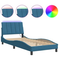 vidaXL Estructura cama con luces LED terciopelo azul 90x200 cm