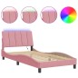 vidaXL Estructura de cama con luces LED terciopelo rosa 100x200 cm