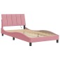 vidaXL Estructura de cama con luces LED terciopelo rosa 100x200 cm