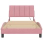 vidaXL Estructura de cama con luces LED terciopelo rosa 100x200 cm
