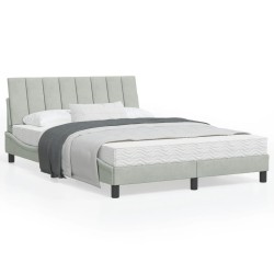vidaXL Estructura cama con luces LED terciopelo gris claro 140x190 cm