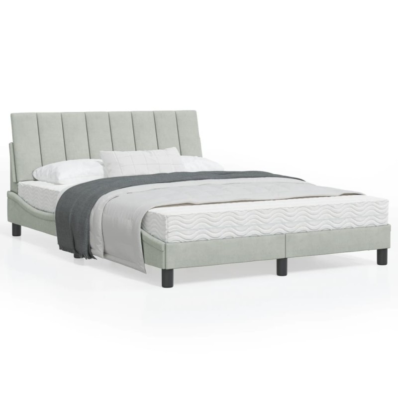 vidaXL Estructura cama con luces LED terciopelo gris claro 140x190 cm vidaXL Estructura cama con luces LED terciopelo gris claro 140x190 cm