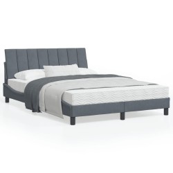 vidaXL Estructura de cama luces LED terciopelo gris oscuro 140x200 cm