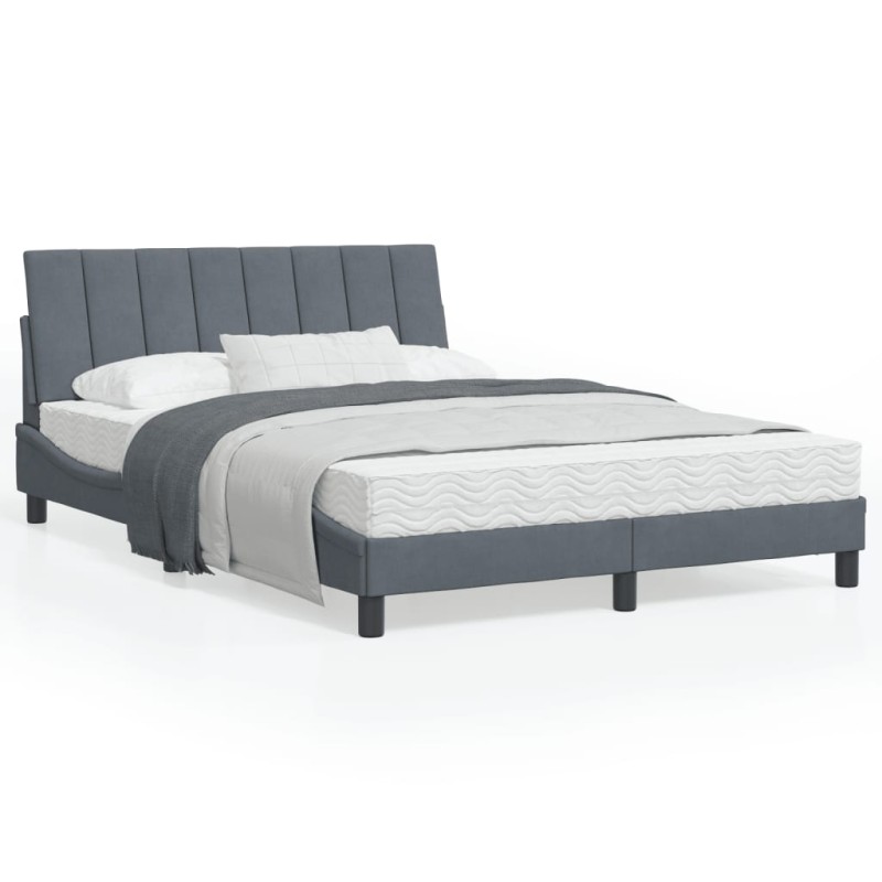 vidaXL Estructura de cama luces LED terciopelo gris oscuro 140x200 cm vidaXL Estructura de cama luces LED terciopelo gris oscuro 140x200 cm
