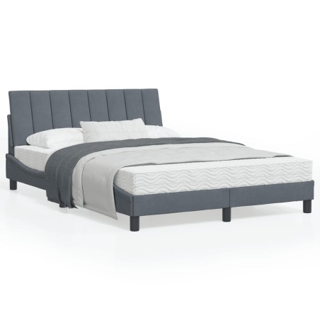 vidaXL Estructura de cama luces LED terciopelo gris oscuro 140x200 cm
