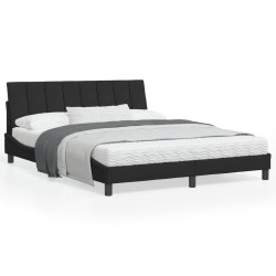 vidaXL Estructura de cama con luces LED terciopelo negro 160x200 cm