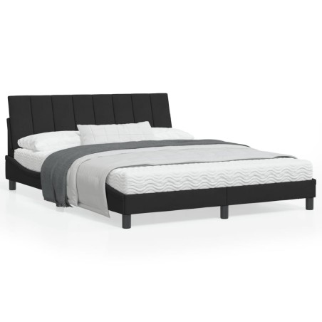 vidaXL Estructura de cama con luces LED terciopelo negro 160x200 cm