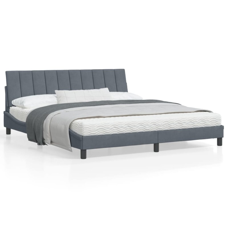 vidaXL Estructura cama con luces LED terciopelo gris oscuro 180x200 cm vidaXL Estructura cama con luces LED terciopelo gris oscuro 180x200 cm