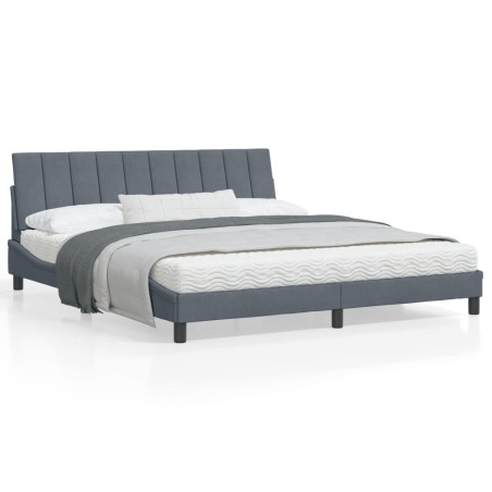 vidaXL Estructura cama con luces LED terciopelo gris oscuro 180x200 cm