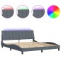 vidaXL Estructura cama con luces LED terciopelo gris oscuro 180x200 cm vidaXL Estructura cama con luces LED terciopelo gris oscuro 180x200 cm