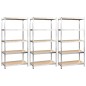 vidaXL Estantería 5 niveles 3 uds acero madera contrachapada plateado vidaXL Estantería 5 niveles 3 uds acero madera contrachapada plateado