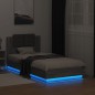 vidaXL Estructura de cama cabecero luces LED gris Sonoma 90x190 cm vidaXL Estructura de cama cabecero luces LED gris Sonoma 90x190 cm