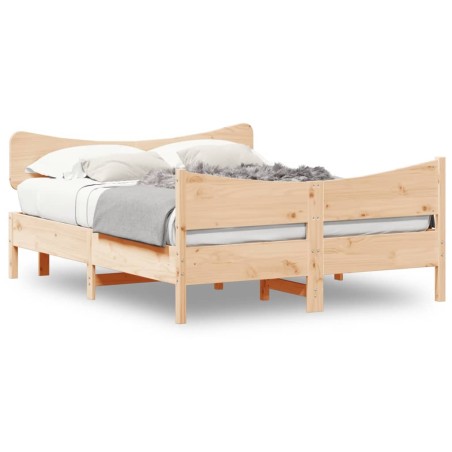 vidaXL Estructura de cama con cabecero madera maciza pino 140x200 cm