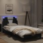vidaXL Estructura cama con LED cuero sintético negro y blanco 90x190cm