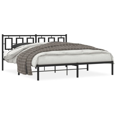 vidaXL Estructura de cama con cabecero metal negro 183x213 cm